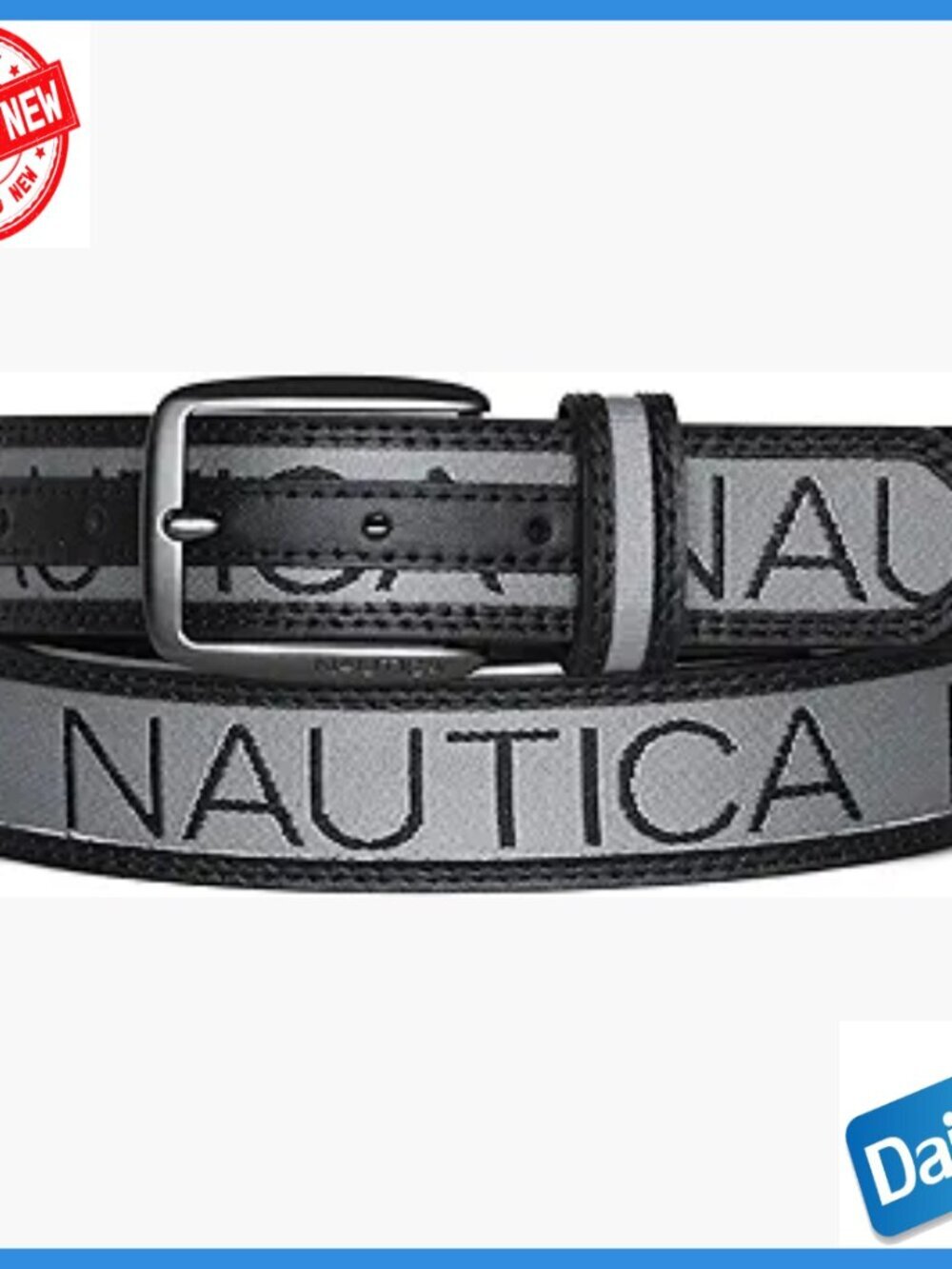 Men's Genuine Leather Belt with Canvas Overlay, Gunmetal Buckle, Size 40